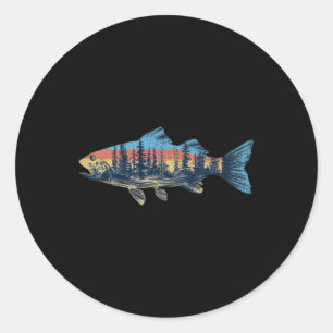 Trout Fly Fishing Nature Outdoor Fisherman Wildlif Classic Round Sticker