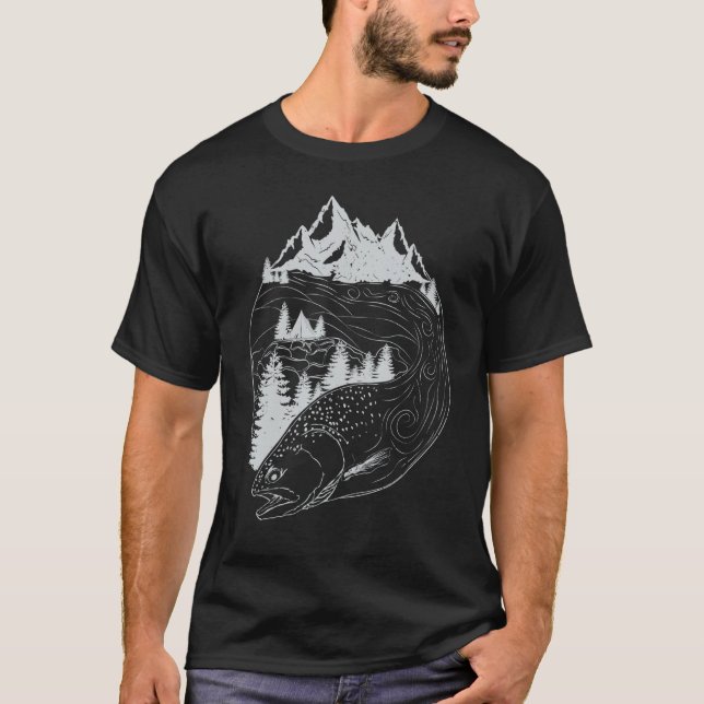 Trout Fly Fishing Nature Outdoor Rainbow Trout Fis T-Shirt (Front)