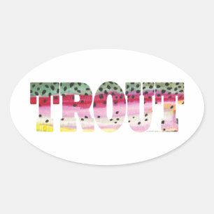 Trout Fly Fishing Oval Sticker