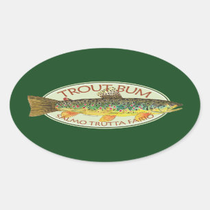 Trout Fly Fishing Oval Sticker
