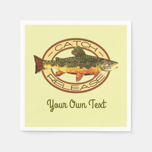 Trout Fly Fishing Party Paper Napkins (Front)