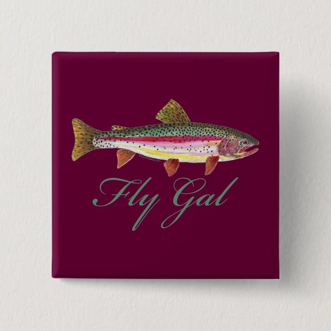 Trout Fly Fishing Pinback Button (Front)