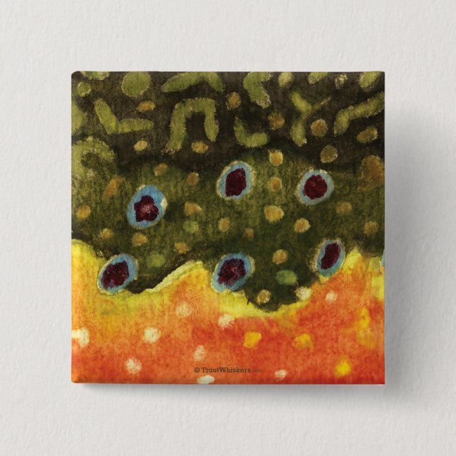 Trout Fly Fishing Pinback Button (Front)