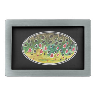 Trout Fly Fishing Rectangular Belt Buckle