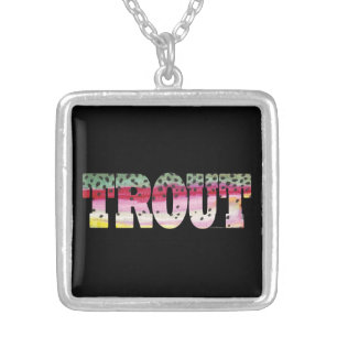 Trout Fly Fishing Silver Plated Necklace