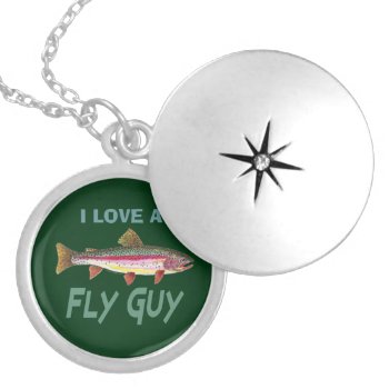 Trout Fly Fishing Silver Plated Necklace by TroutWhiskers at Zazzle