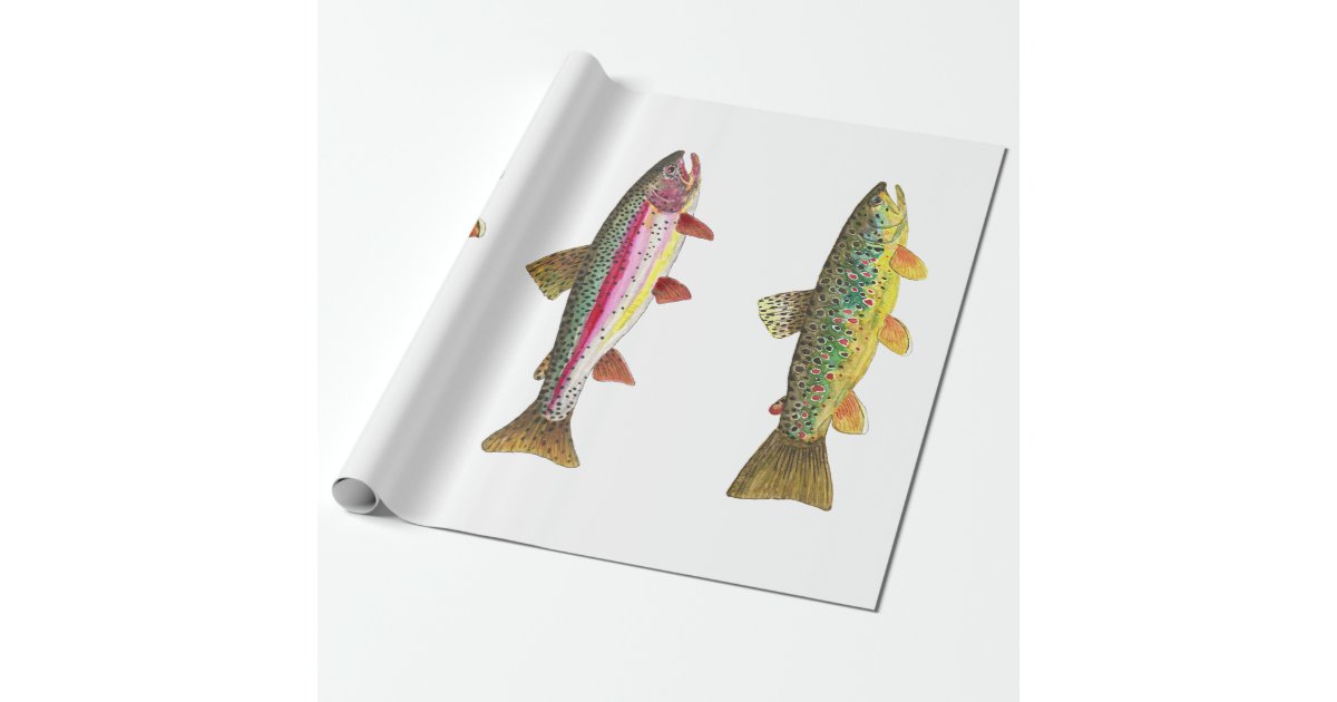 Fishing Flies Lures Fish Pattern Premium Roll Gift Wrap Wrapping Paper