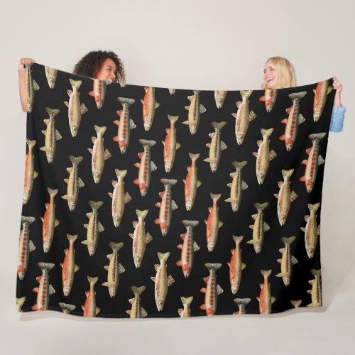 Trout Galore Black Fleece Blanket