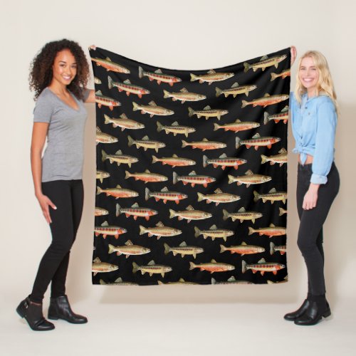 Trout Galore Black Fleece Blanket