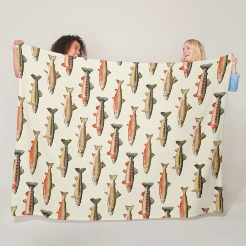 Trout Galore Cream Fleece Blanket