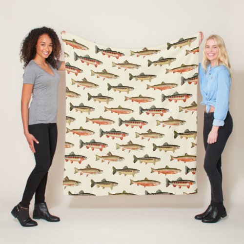 Trout Galore Cream Fleece Blanket