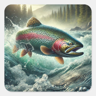 Trout Illustration Square Sticker