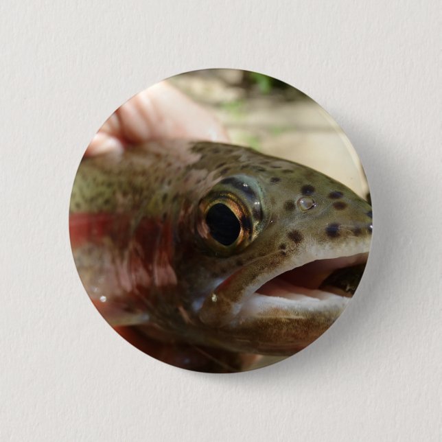 Trout in Hands Button (Front)