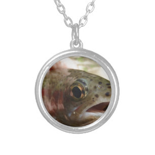 Trout in Hands Silver Plated Necklace