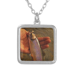 Trout in Hands Silver Plated Necklace