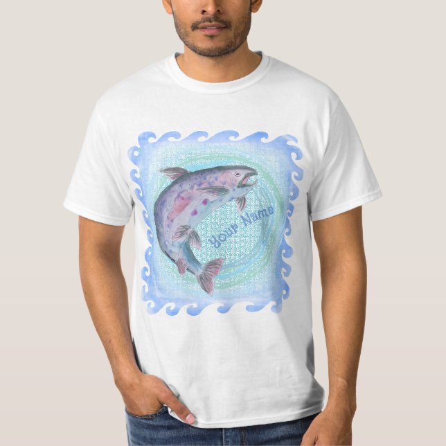 Trout Jumping Fishing  T-Shirt (Front)