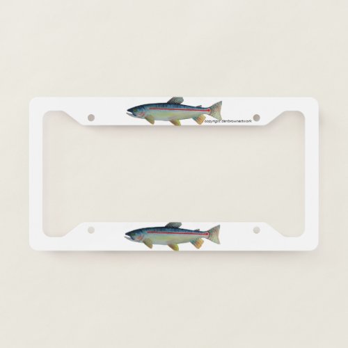 trout license  plate frame