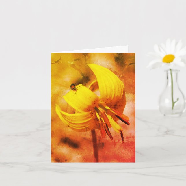 Trout Lily And Friend Floral Art Note Card (Small Plant)