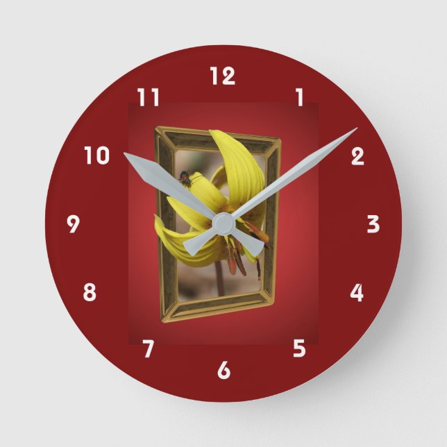 Trout Lily Flower Out Of Bounds Art Round Clock (Front)