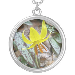 Trout Lily Wildflower - Erythronium americanum Silver Plated Necklace