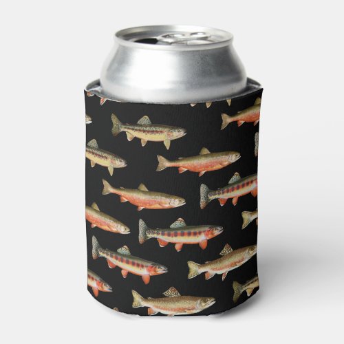 Trout on Black Can Cooler