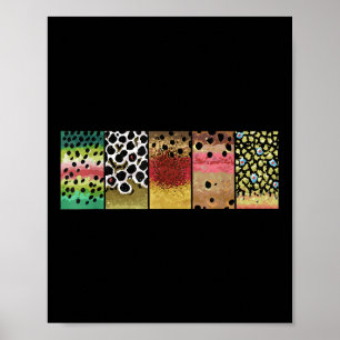 Trout Pattern Art Rainbow Brown Golden Cutthroat B Poster