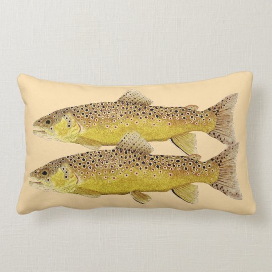 Trout Pillow Brown & Brook Trout Lumbar Pillow