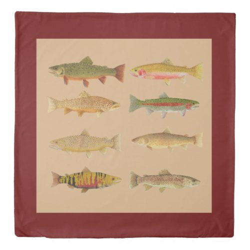 Trout  Salmon Design Duvet Cover