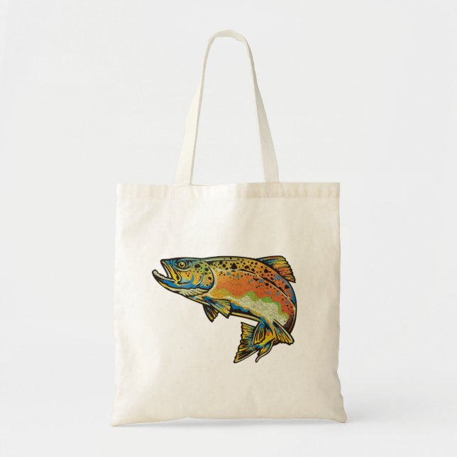 Trout/Salmon Fisherman Tote.  Fish Tote (Front)