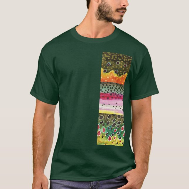 Trout Skins: Brook Rainbow Brown - Fly Fishing T-Shirt (Front)