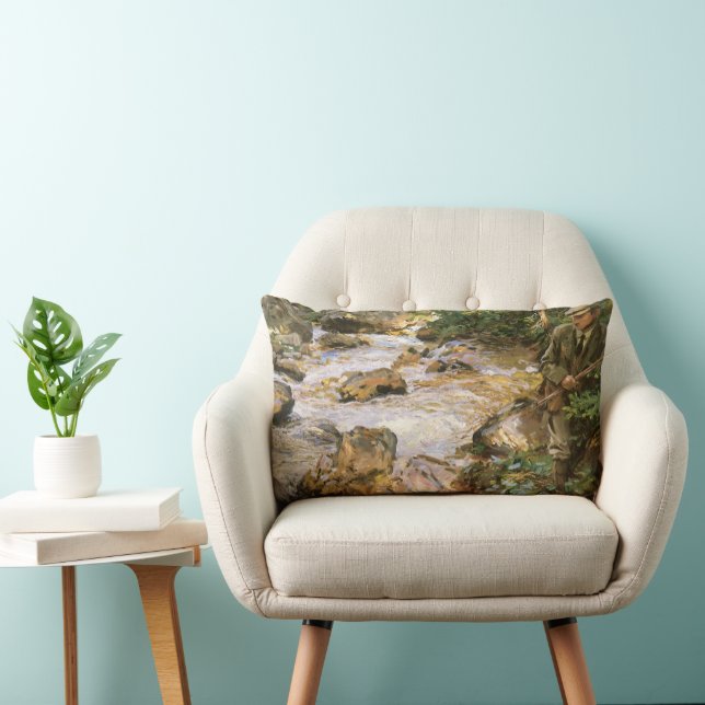Trout Stream in the Tyrol by John Singer Sargent Lumbar Pillow (Chair)