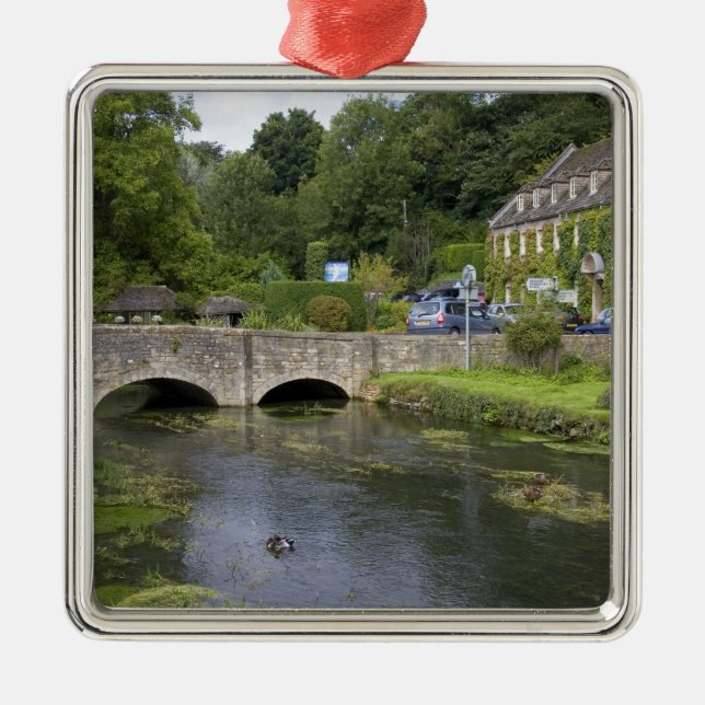 Trout stream in the village of Bibury, Metal Ornament (Front)
