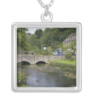 Trout stream in the village of Bibury, Silver Plated Necklace