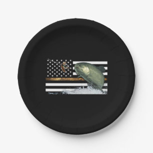 Trout: Thin Line Flag Paper Plates