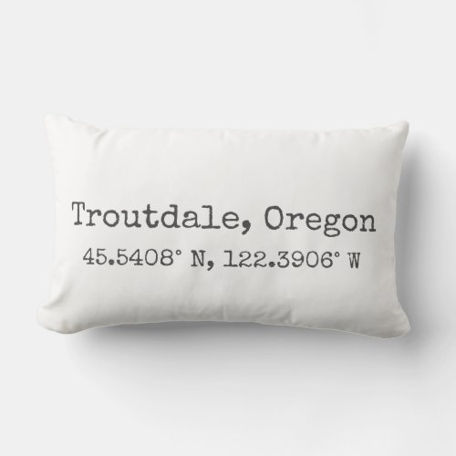 Troutdale Oregon Map Coordinates Lumbar Pillow