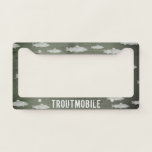 Troutmobile | Swimming Fish | Trout Fisherman's License Plate Frame<br><div class="desc">Fisherman's License Plate Frame. "TROUTMOBILE" text can be personalized with your own message. Weathered wood style design with swimming trout. This attractive license plate cover makes a great Father's Day gift for fishing dads or mother's day gift for fishing moms!</div>