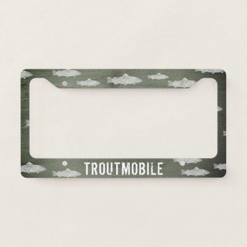 Troutmobile  Swimming Fish  Trout Fishermans License Plate Frame