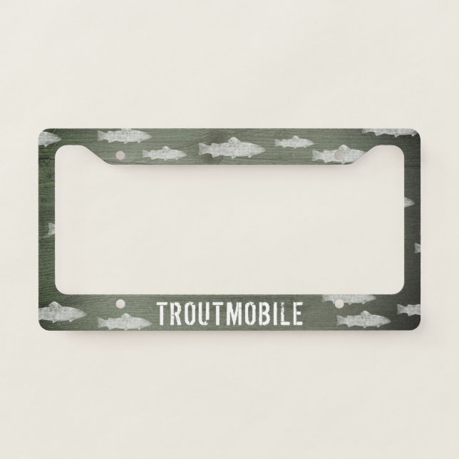 Troutmobile | Swimming Fish | Trout Fisherman's License Plate Frame (Front)