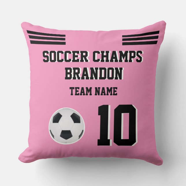 trow pillow soccer pink black personalized sport  (Front)