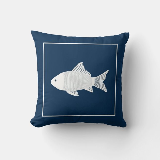 Trow pillow with decorative fish (Front)