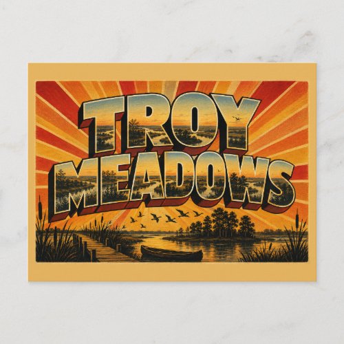 Troy Meadows New Jersey Freshwater Marsh Art Postcard