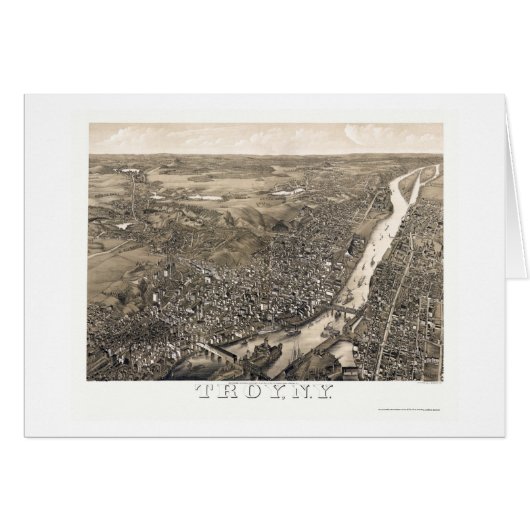 Troy, NY Panoramic Map - 1881 Cards (Front Horizontal)