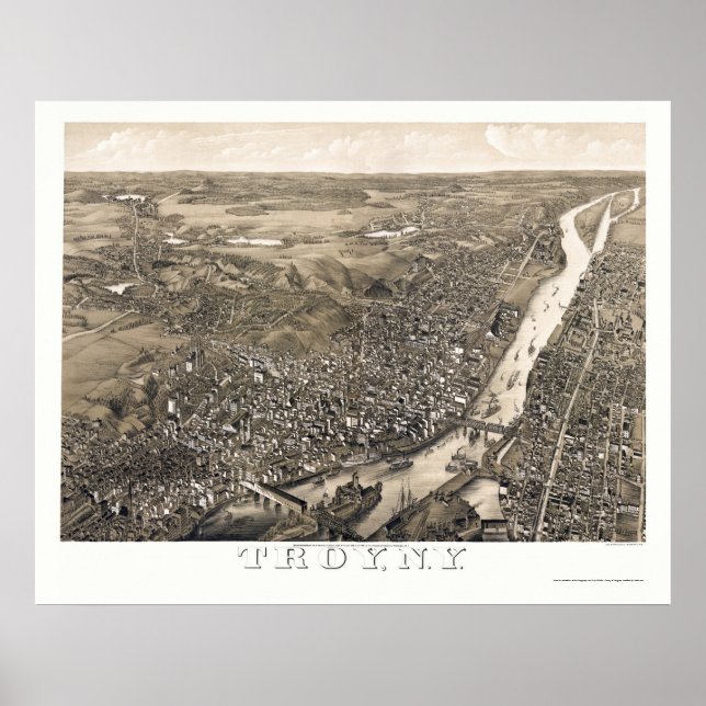 Troy, NY Panoramic Map - 1881 Poster (Front)