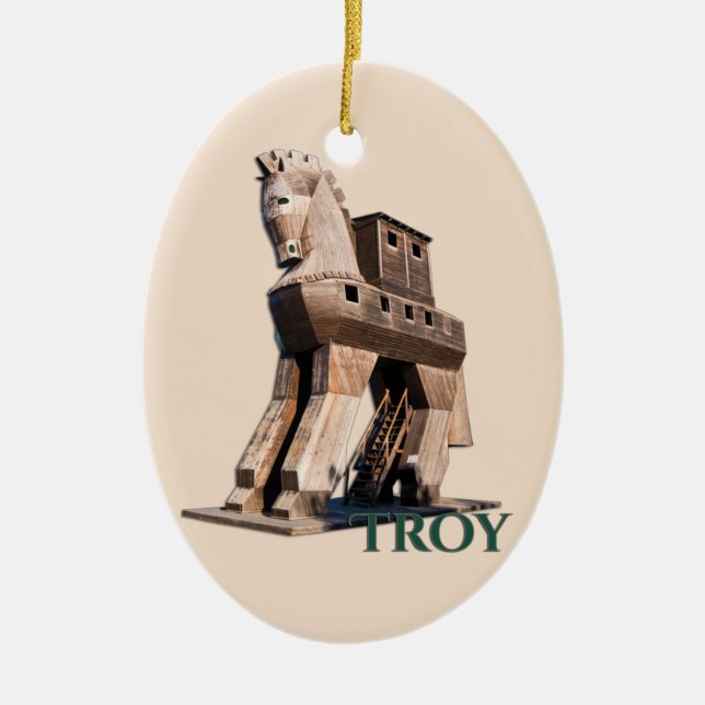 Troy: Trojan Horse Ceramic Ornament (Front)