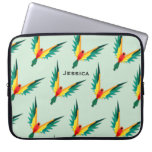 Trrendy Tropical Bird Pattern Blue Personalised Laptop Sleeve