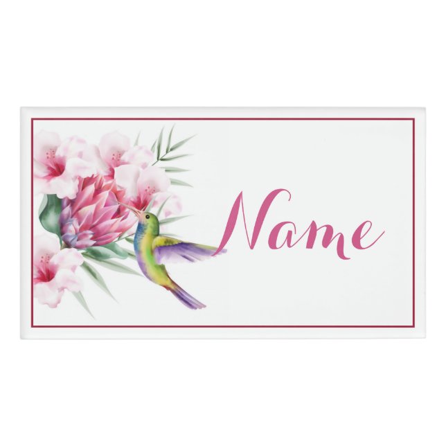Trropical bird custom  name tag (Front)
