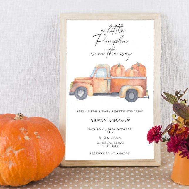 Truck A Little Pumpkin Fall Baby Shower Invitation (Creator Uploaded)