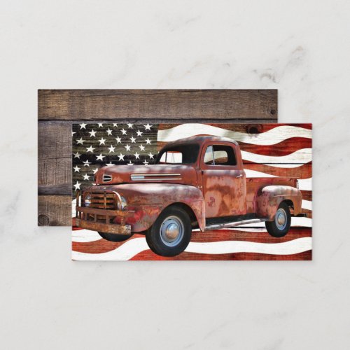 Truck American Flag Business Card