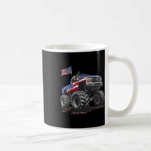 Truck American Flag Toddler Boys 4th Of July Kids  Coffee Mug