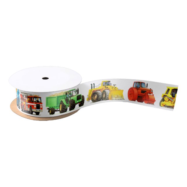 Truck and Construction Birthday Party Satin Ribbon (Spool)